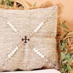Mylamp Boho Deniz Kabuklu Doğal Keten Kırlent Kılıfı