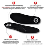 N20 Yumuşak Ergonomik Tabanlık,Rahat Tabanlık,Konfor Tabanı,Darbe Emici,İç Taban,Erkek,Kadın,Siyah