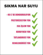 Nartalya Dondurulmuş Sıkma Nar Suyu, 100% Doğal Hicaz Narı, Katkısız, 950 ml, 5 Adet