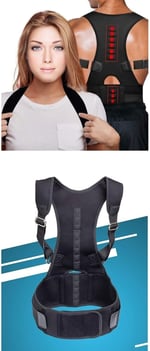 NASYA unisex dik duruş korsesi ayarlanabilir posturex manyetik korse Siyah