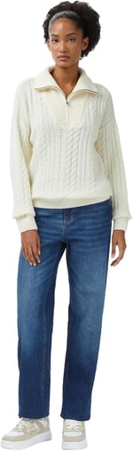 Nautica Kadın Krem Regular Fit Kazak-57S136T.1MA L - Bedenler: XS, S, M, L