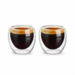 Needd Çift Katmanlı Espresso Cam Bardak Seti 2'li 80 ml | Borosilikat Cam, Isı Yalıtımlı Double Wall Tasarım | Espresso, Ristretto ve Macchiato için Şeffaf Kahve Bardağı