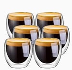 Needd Çift Katmanlı Espresso Cam Bardak Seti 6'lı 80 ml | Borosilikat Double Wall Isı Yalıtımlı Şeffaf Kahve Bardağı | Espresso ve Ristretto için