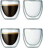 Needd Çift Katmanlı Espresso Cam Bardak Seti 4'lü 80 ml | Borosilikat Cam, Isı Yalıtımlı Double Wall Tasarım | Espresso, Ristretto ve Macchiato için Şeffaf Kahve Bardağı