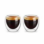 Needd Çift Katmanlı Espresso Cam Bardak Seti 2'li 80 ml | Borosilikat Cam, Isı Yalıtımlı Double Wall Tasarım | Espresso, Ristretto ve Macchiato için Şeffaf Kahve Bardağı