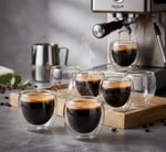 Needd Çift Katmanlı Espresso Cam Bardak Seti 2'li 80 ml | Borosilikat Cam, Isı Yalıtımlı Double Wall Tasarım | Espresso, Ristretto ve Macchiato için Şeffaf Kahve Bardağı