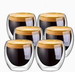 Needd Çift Katmanlı Espresso Cam Bardak Seti 6'lı 80 ml | Borosilikat Double Wall Isı Yalıtımlı Şeffaf Kahve Bardağı | Espresso ve Ristretto için