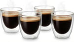 Needd Çift Katmanlı Espresso Cam Bardak Seti 4'lü 80 ml | Borosilikat Cam, Isı Yalıtımlı Double Wall Tasarım | Espresso, Ristretto ve Macchiato için Şeffaf Kahve Bardağı
