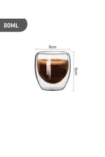 Needd Çift Katmanlı Espresso Cam Bardak Seti 2'li 80 ml | Borosilikat Cam, Isı Yalıtımlı Double Wall Tasarım | Espresso, Ristretto ve Macchiato için Şeffaf Kahve Bardağı