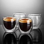 Needd Çift Katmanlı Espresso Cam Bardak Seti 4'lü 80 ml | Borosilikat Cam, Isı Yalıtımlı Double Wall Tasarım | Espresso, Ristretto ve Macchiato için Şeffaf Kahve Bardağı