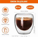 Needd Çift Katmanlı Espresso Cam Bardak Seti 2'li 80 ml | Borosilikat Cam, Isı Yalıtımlı Double Wall Tasarım | Espresso, Ristretto ve Macchiato için Şeffaf Kahve Bardağı