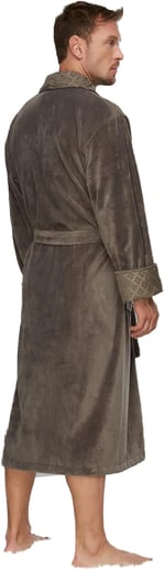 Nefti Renk Yaka Kapitone Bambu Pamuklu Erkek Bornozu Nefti L/XL