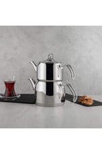 Nehir Modern Mini Küçük Boy 0.8-1.6 Lt. Paslanmaz Çelik Çaydanlık Takımı