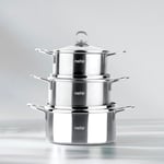 Nehir Silver 6 Parça Paslanmaz Çelik Mini Tencere Seti (12-14-16 cm)