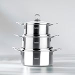 Nehir Silver 6 Parça Paslanmaz Çelik Mini Tencere Seti (12-14-16 cm)