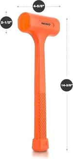 NEIKO 02848A Totschlaghammer 1,4 kg, neon turuncu, tek gövdeli şekilli, kareli sap, kıvılcım ve geri tepmeye dayanıklı