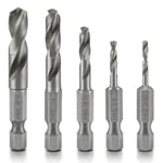 NEIKO 11402A küt matkap ucu seti, metal için, 5 parça, 1/4 inç hızlı değiştirilen altıgen şaft | M2 yüksek hızlı çelik | hızlı değiştirme mandren ve tahrik değişimi için | matkap ucu tutucu dahildir