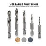 NEIKO 11402A küt matkap ucu seti, metal için, 5 parça, 1/4 inç hızlı değiştirilen altıgen şaft | M2 yüksek hızlı çelik | hızlı değiştirme mandren ve tahrik değişimi için | matkap ucu tutucu dahildir
