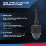 NEIKO 20753A hızlı sıkıştırmalı matkap aynası adaptörü, 1/4 inç altıgen şaft, akülü tornavidayı saniyeler içinde matkaplara dönüştürür, yuvarlak şaftlı matkap için, sıkma için anahtar gerekmez