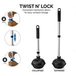 NEIKO 60168A Tuvalet Pompası Seti | 4 Parça | Bonus Mini Lavabo ve Tahliye Pompası, Fırça ve Kutu | Kompakt | Patentli Çok Açılı Tasarım | Teleskopik Alüminyum Sap, Siyah