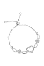 NEREZE 925 Ayar Asansörlü Kalp Bileklik Kadın Gümüş Bileklik