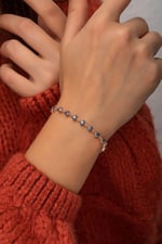 NEREZE 925 Ayar Asansörlü Mistik Topaz Taşlı Bileklik Kadın Gümüş Bileklik