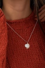 NEREZE 925 Ayar Ay ve Güneş Uyumlu Kolye Kadın Gümüş Kolye