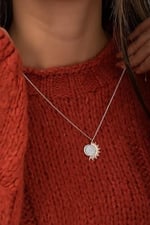 NEREZE 925 Ayar Ay ve Güneş Uyumlu Kolye Kadın Gümüş Kolye
