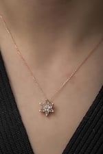 NEREZE 925 Ayar Beyaz Lotus Çiçeği Kolye Kadın Gümüş Kolye