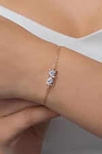 NEREZE 925 Ayar Gümüş Beyaz Taşlı Kedi Bileklik