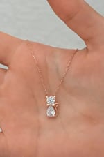 NEREZE 925 Ayar Gümüş Beyaz Zirkon Taşlı Kedi Kolye