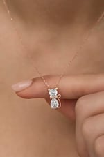 NEREZE 925 Ayar Gümüş Beyaz Zirkon Taşlı Kedi Kolye