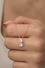 NEREZE 925 Ayar Gümüş Beyaz Zirkon Taşlı Kedi Kolye