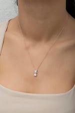 NEREZE 925 Ayar Gümüş Beyaz Zirkon Taşlı Kedi Kolye