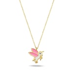 NEREZE 925 Ayar Gümüş Gold Pembe Mineli Unicorn Kolye
