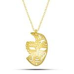 NEREZE 925 Ayar Gümüş Gold Rengi Maske Kolye