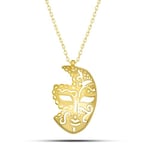 NEREZE 925 Ayar Gümüş Gold Rengi Maske Kolye