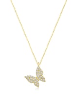 NEREZE 925 Ayar Gümüş Gold Zirkon Taşlı Minik Kelebek Kolye