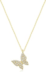 NEREZE 925 Ayar Gümüş Gold Zirkon Taşlı Minik Kelebek Kolye
