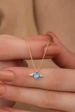 NEREZE 925 Ayar Gümüş Kanatlı Uçuşan Kalp Kolye
