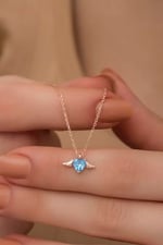 NEREZE 925 Ayar Gümüş Kanatlı Uçuşan Kalp Kolye