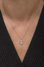 NEREZE 925 Ayar Gümüş Mavi Opal Taşlı Yengeç Kolye