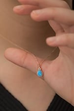 NEREZE 925 Ayar Gümüş Minik Opal Taşlı Damla Kolye Kadın Gümüş Kolye