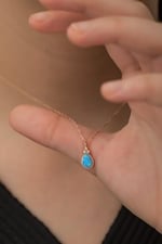 NEREZE 925 Ayar Gümüş Minik Opal Taşlı Damla Kolye Kadın Gümüş Kolye