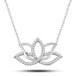 NEREZE 925 Ayar Gümüş Rodyumlu Lotus Çiçeği Kolye