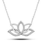 NEREZE 925 Ayar Gümüş Rodyumlu Lotus Çiçeği Kolye