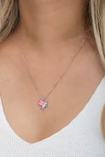 NEREZE 925 Ayar Gümüş Rodyumlu Pembe Mineli Unicorn Kolye