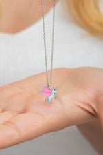 NEREZE 925 Ayar Gümüş Rodyumlu Pembe Mineli Unicorn Kolye