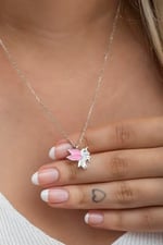 NEREZE 925 Ayar Gümüş Rodyumlu Pembe Mineli Unicorn Kolye