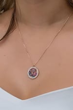 NEREZE 925 Ayar Gümüş Rose Daire Tasarım Uçuşan Kelebek Kolye